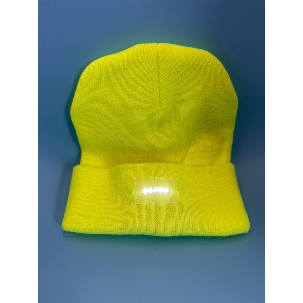 Beanie with 4 LED lights, great for camping or other activities.